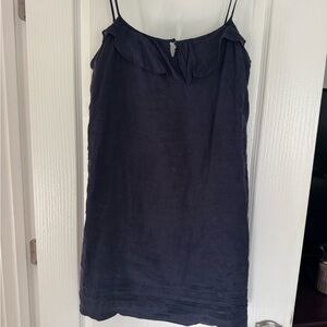 LOFT Navy Ruffle-Trim Spaghetti Strap Camisole